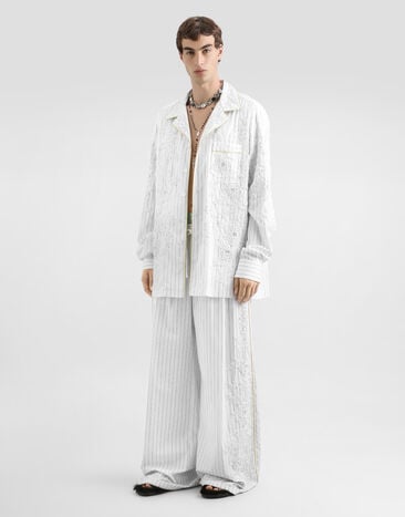 Dolce & Gabbana Camisa vanity en algodón y seda con bordado Multicolor G5OL9ZGK188