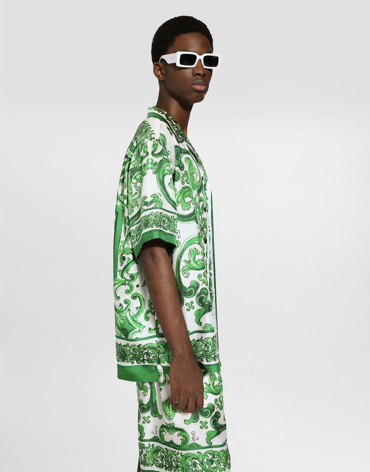 Dolce & Gabbana Silk twill Hawaiian shirt with majolica print Print G5JH9THI1S6