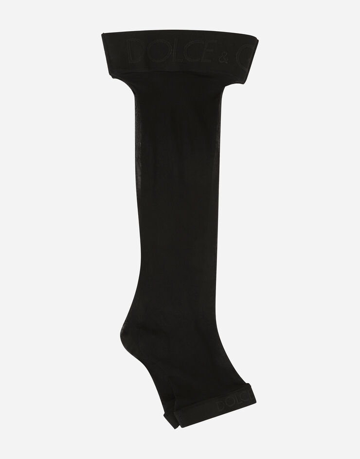 Dolce & Gabbana Calze autoreggenti con elastico logato Black O4A52TONM85