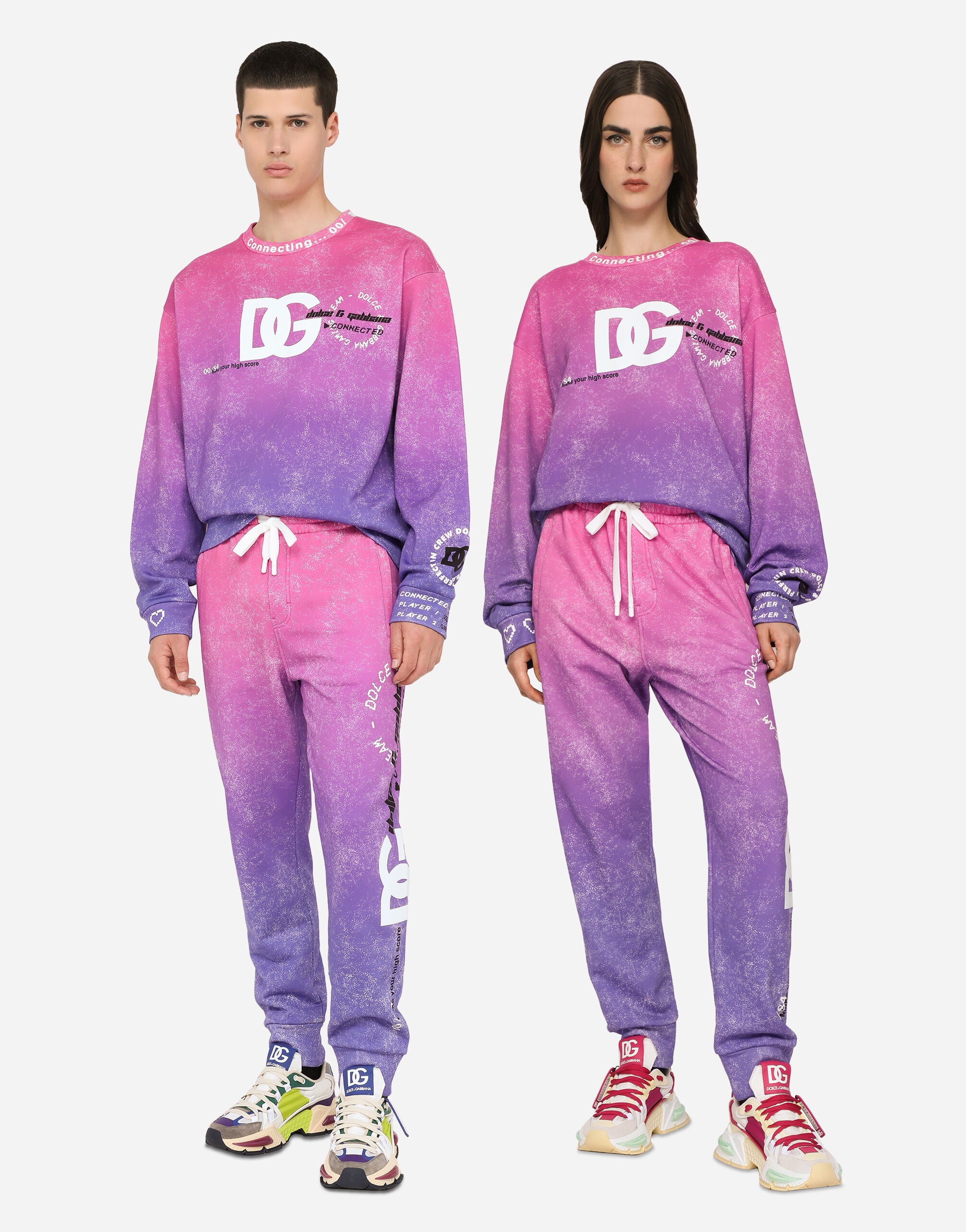 Multi-colored jersey sweatshirt with DG Crew print in Multicolor