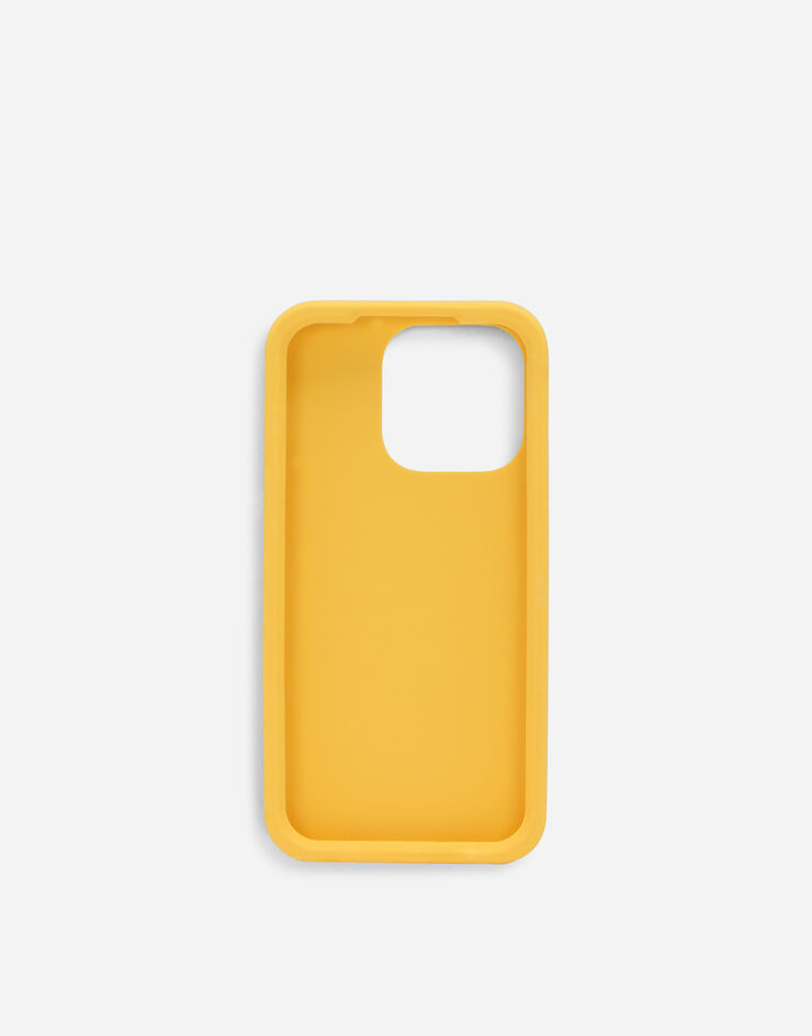 Dolce & Gabbana Coque pour iPhone 14 Pro en caoutchouc à logo Jaune BP3265AG816