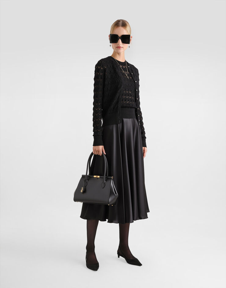 Dolce & Gabbana 울 크로셰 미드카프 스커트 블랙 FXT04TJCVXE