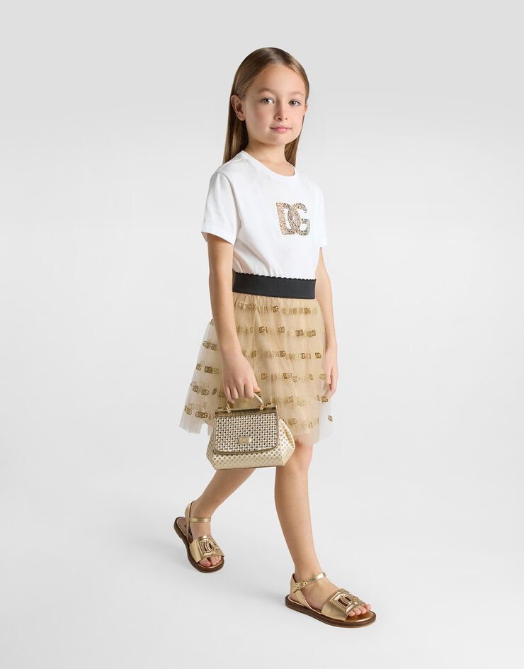 Dolce & Gabbana Satin Sicily crossbody bag with glittery polka-dots and rhinestones Gold EB0003AU184