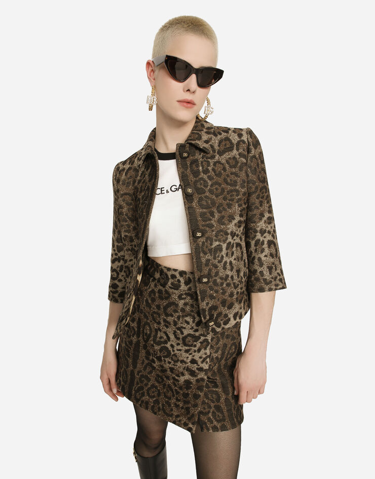 Dolce&Gabbana Chaqueta Gabbana en jacquard de lana con motivo de leopardo Multicolor F26V4TFJ3D9