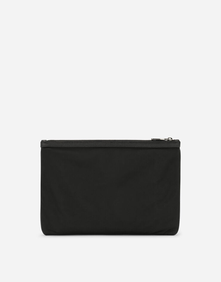 Dolce & Gabbana Pochette en cuir de veau grainé et nylon Noir BM2248AD447