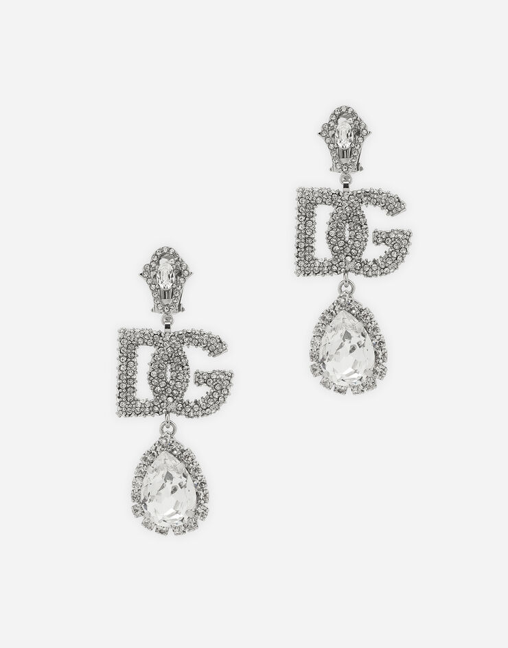 Dolce&Gabbana Drop earrings with rhinestone-detailed logo and pendant Silver WEP6S7W1111