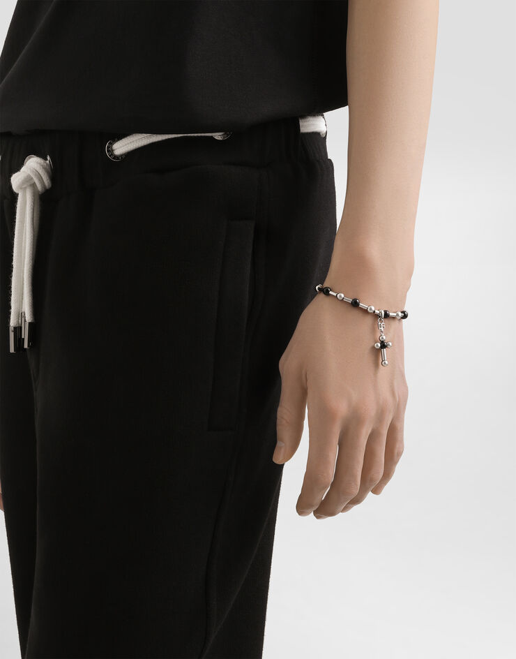 Dolce & Gabbana Pulsera con esferas y cruz Plateado WBR5M3W1111