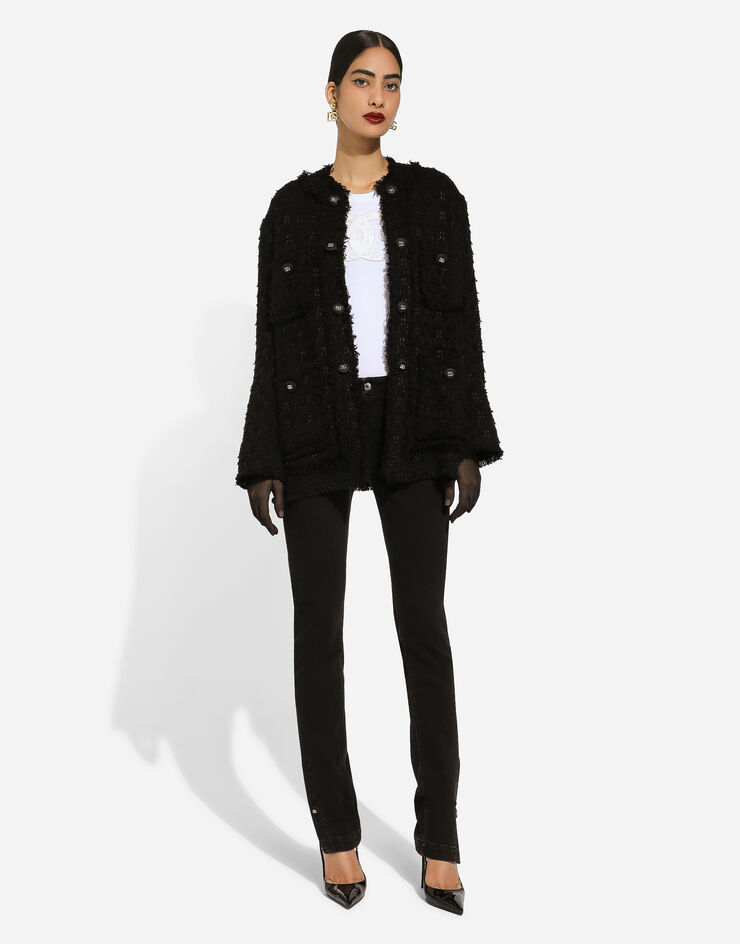 Dolce & Gabbana Single-breasted rush-stitch jacket Black F29TYTGDCBR