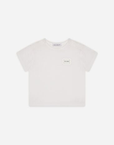 Dolce & Gabbana Jersey t-shirt with logo tag Grey LNJH68G7EY9