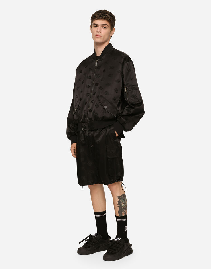 Dolce & Gabbana DG satin jacquard jacket with branded tag Black G9XQ9TFJSB7