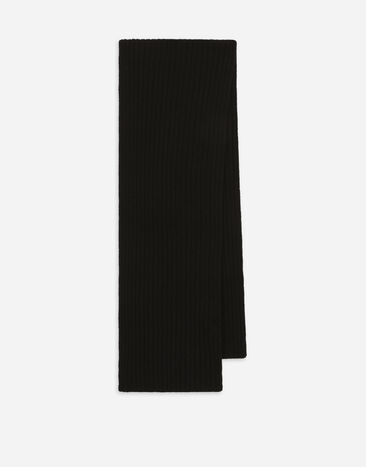 Dolce & Gabbana Ribbed knit scarf with logo plaque Black LBKAB4JCVD6
