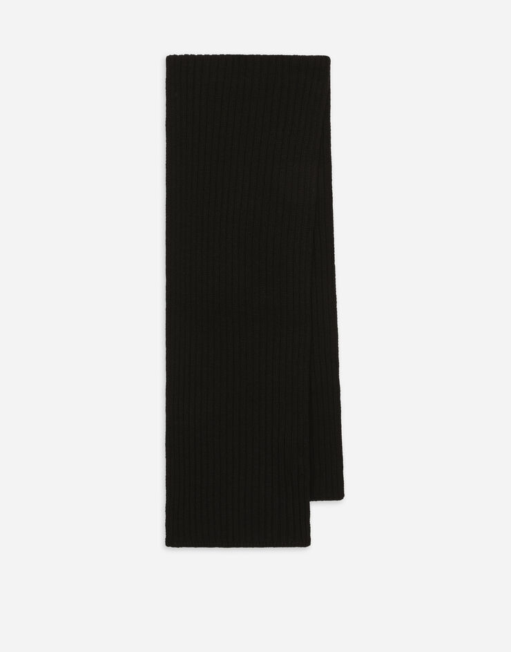 Dolce & Gabbana Bufanda de punto acanalado con logotipo DG metálico Negro LBKAB4JCVD6