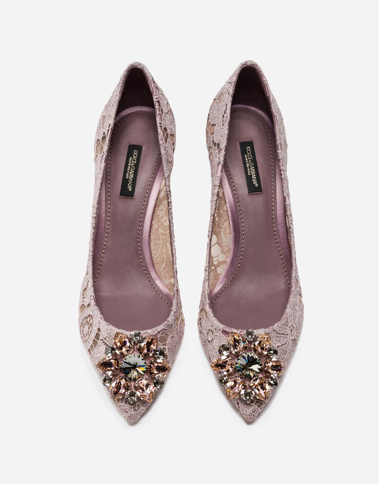 Dolce & Gabbana Lace rainbow pumps with brooch detailing Blush CD0066AL198