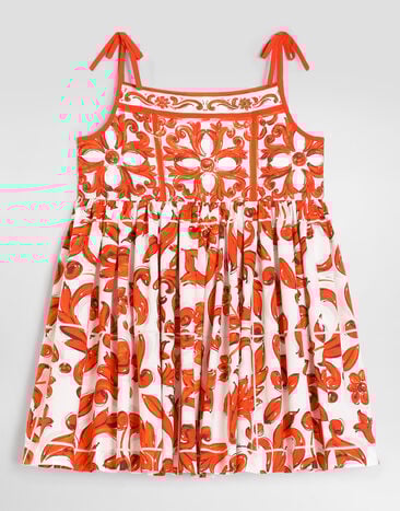 Dolce & Gabbana Платье из поплина в принте майолика Multicolor L54DN8G7P4N