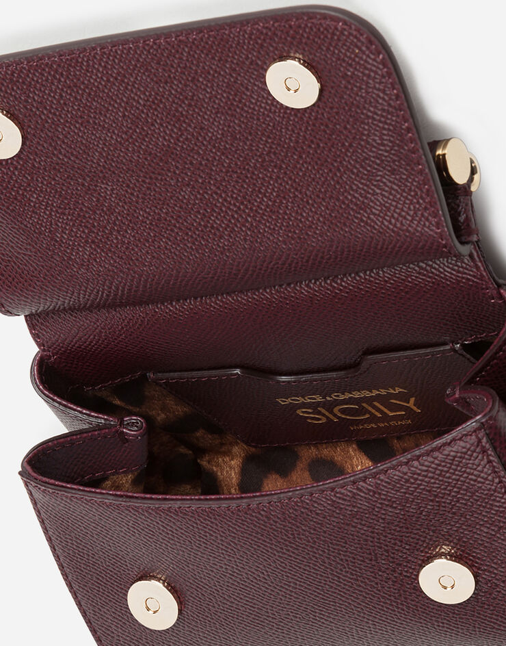 Dolce & Gabbana Mini sac Sicily en cuir de veau dauphine avec strass brodés Violet BB5999B5756