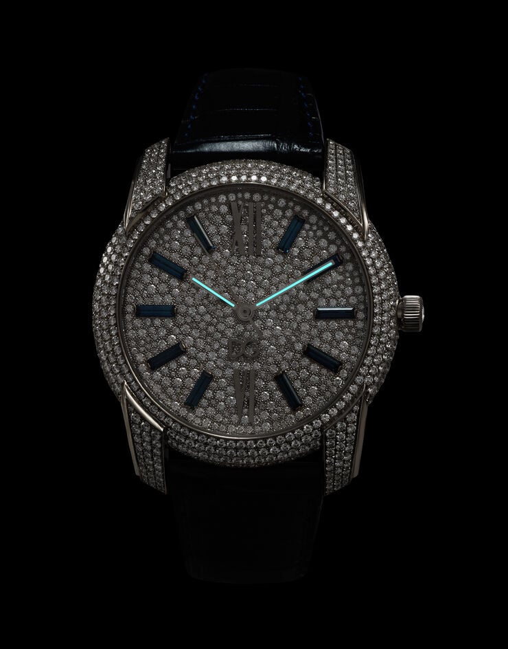 Dolce & Gabbana Montre Special Pieces en or blanc avec pavé de diamants Dolce & Gabbana Montre Special Pieces en or blanc avec pavé de diamants Bleu/Or Blanc WWJE1GXPI02