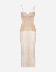 Dolce & Gabbana Tulle calf-length dress with corset details Pink F6DIHTFURAG