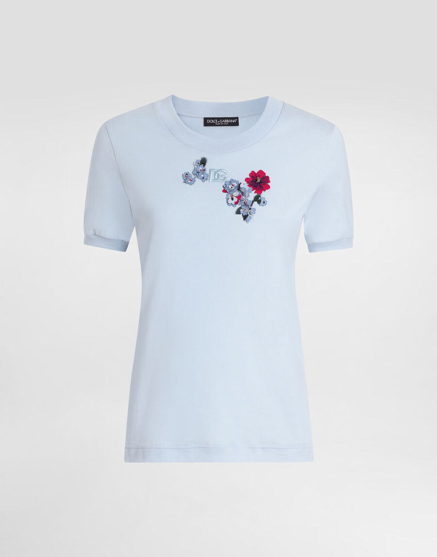 Jersey t-shirt with flower patch