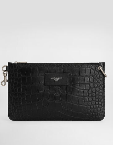 Dolce & Gabbana Crocodile-print calfskin toiletry bag Black BP3343AS422