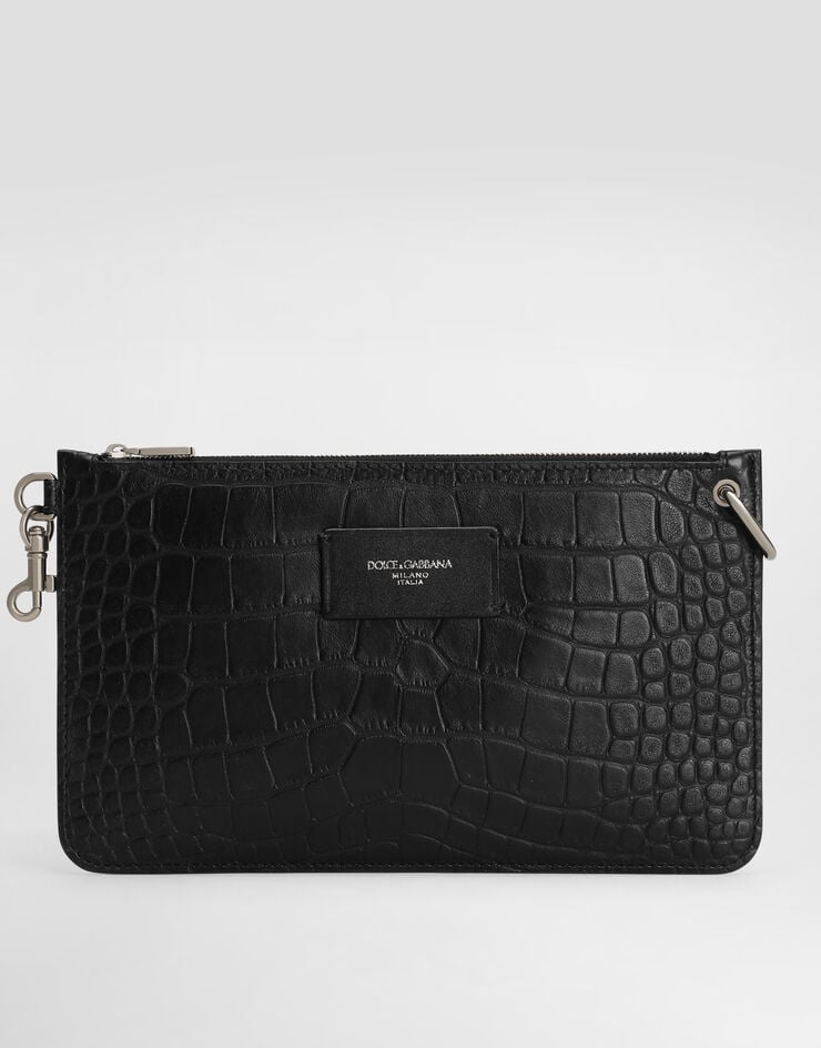 Dolce & Gabbana Crocodile-print calfskin toiletry bag Black BP3343AS422