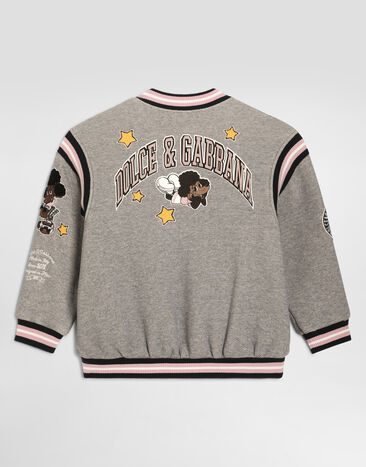 Dolce & Gabbana Bomberjacke aus Sweatstoff mit Patch Grau L5JBS5G7P7Q