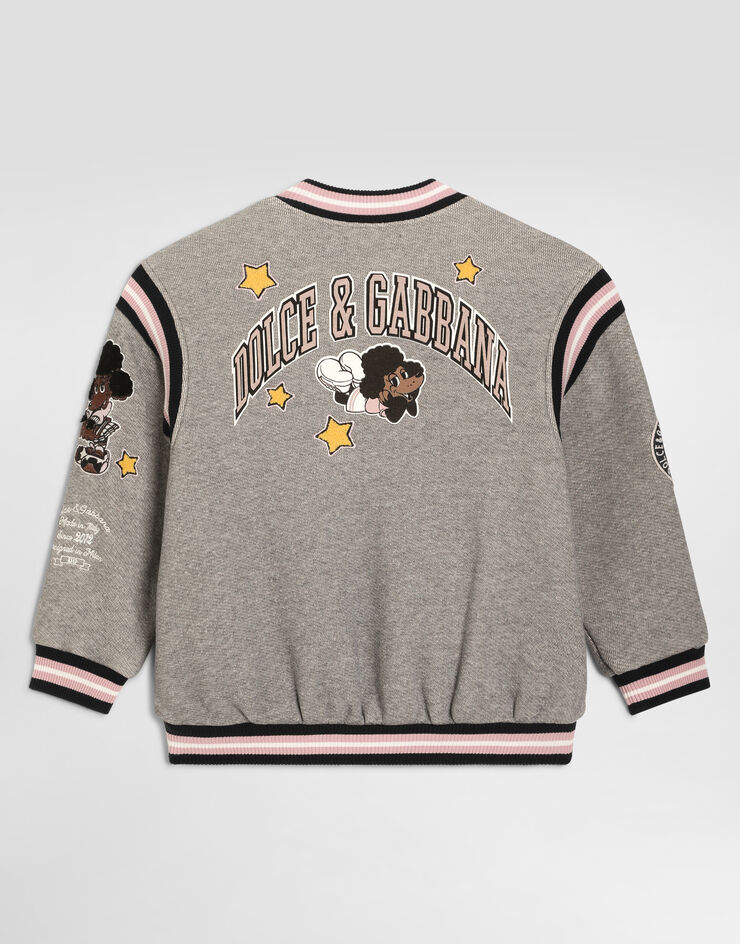 Dolce & Gabbana Bomberjacke aus Sweatstoff mit Patch Grau L5JBS5G7P7Q