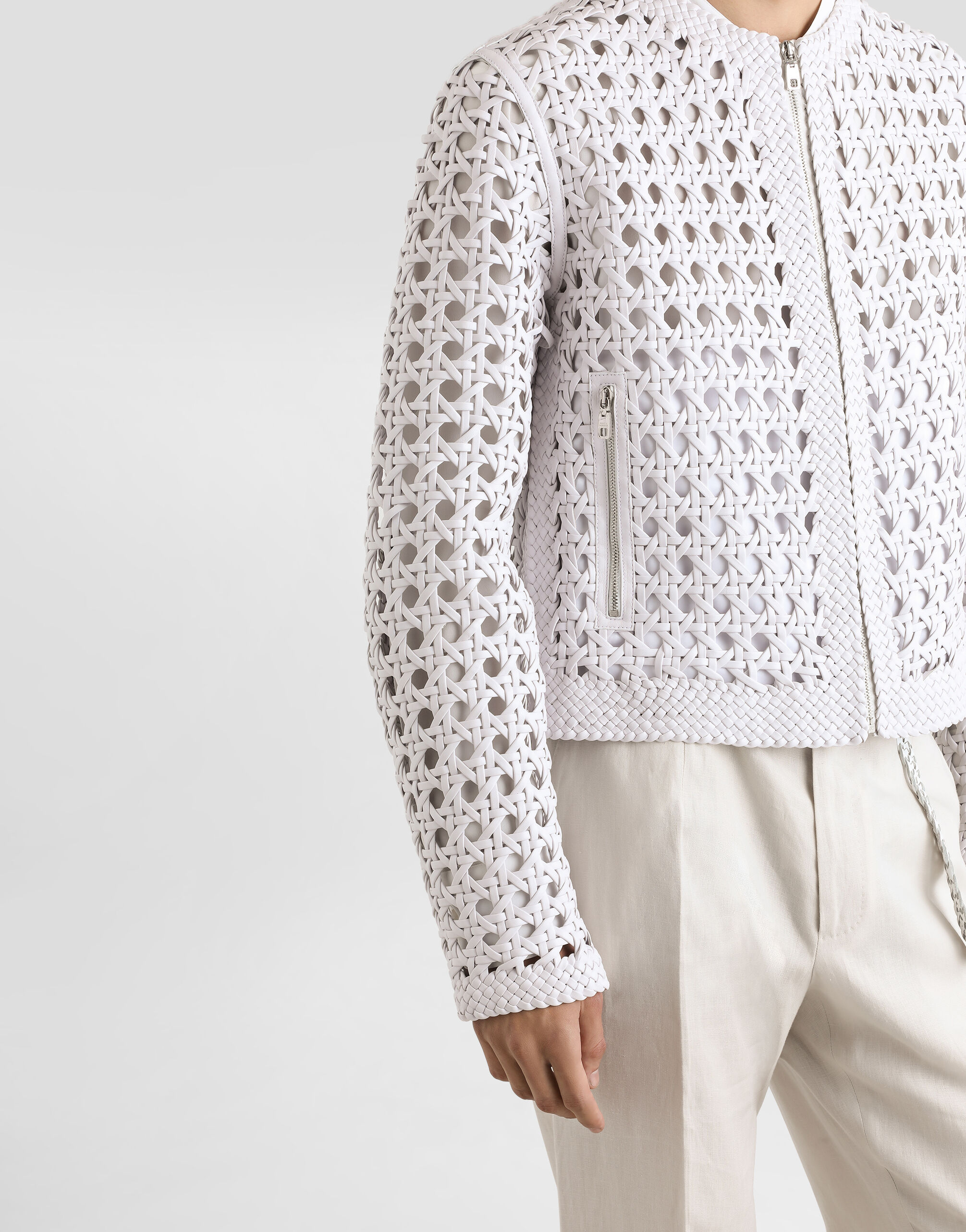Woven nappa leather jacket in White for Men | Dolce&Gabbana® US