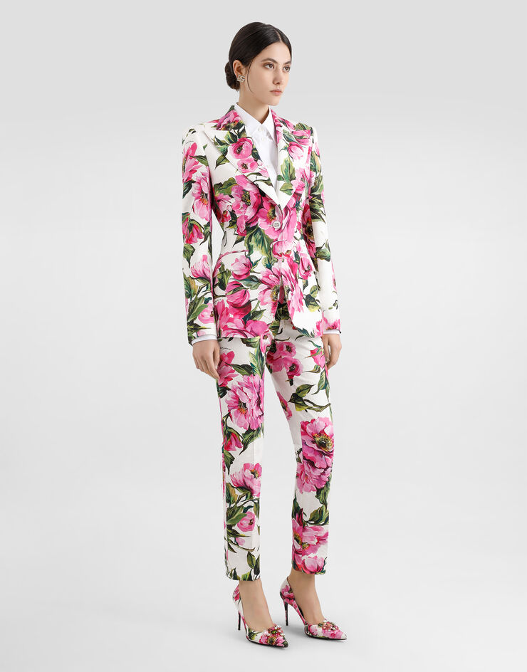 Dolce & Gabbana Peony-print cotton jacquard pants Print FTAM2TFSFN9