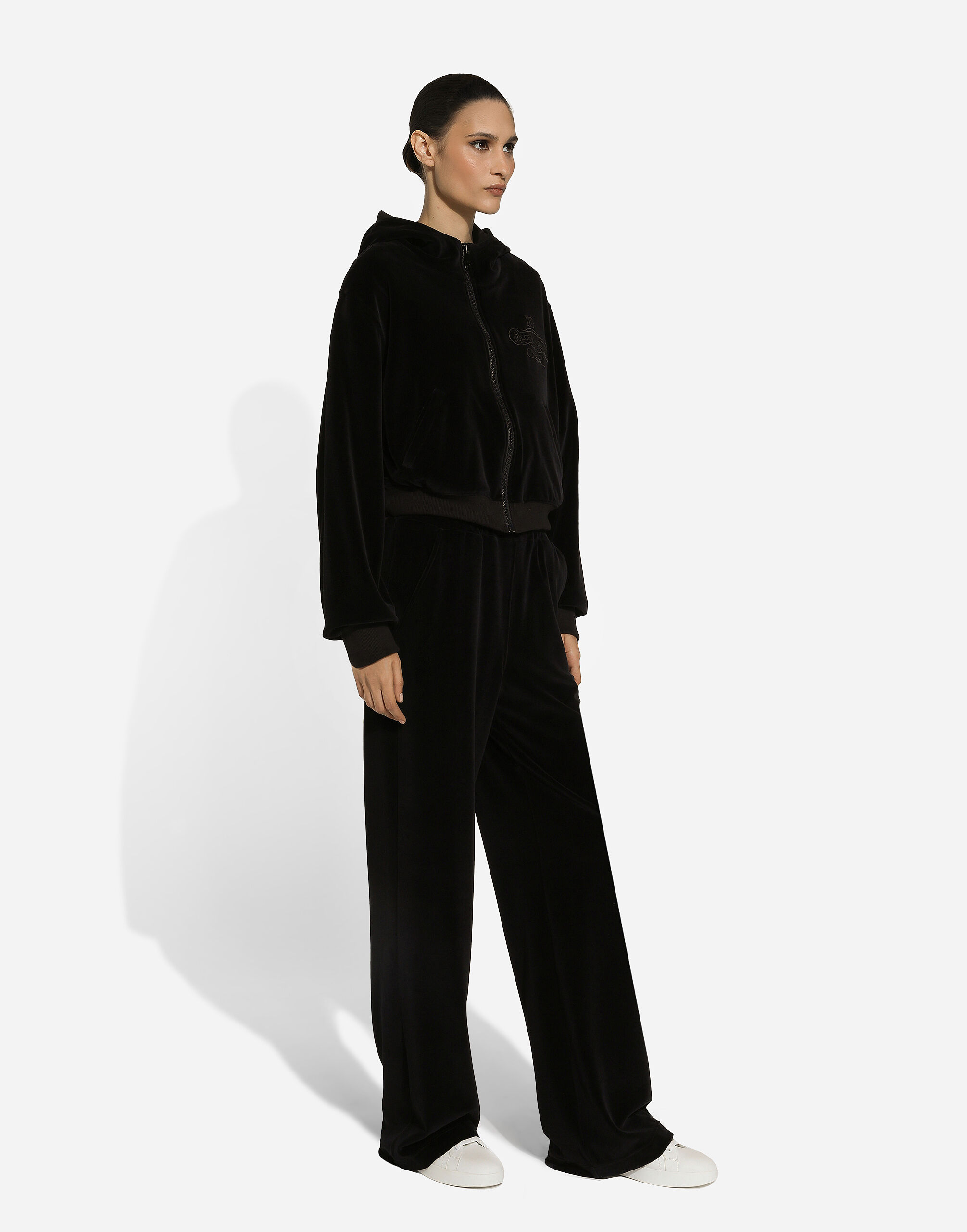 Chenille cotton hoodie in Black for Women | Dolce&Gabbana® US