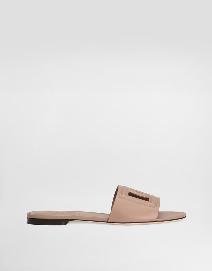 Dolce & Gabbana Calfskin slides with DG logo Pale Pink CQ0436AY329
