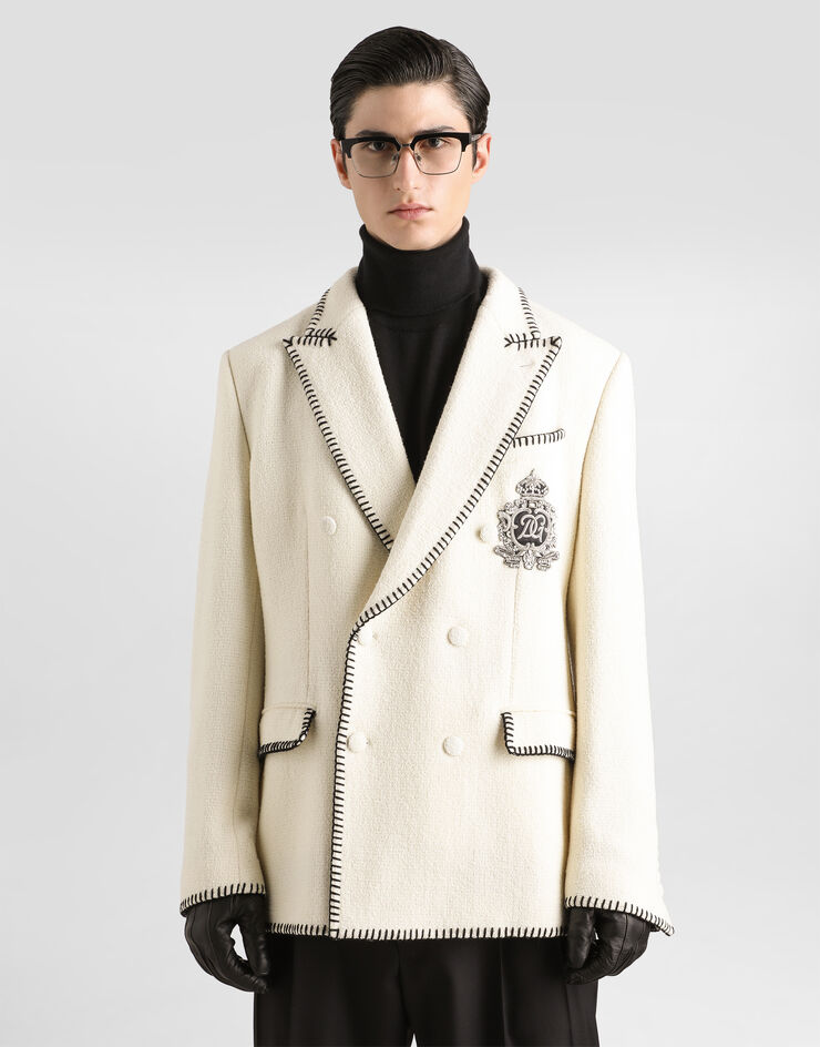 Dolce & Gabbana Tweed double-breasted jacket with embroidery  G2VI5ZFUZEK
