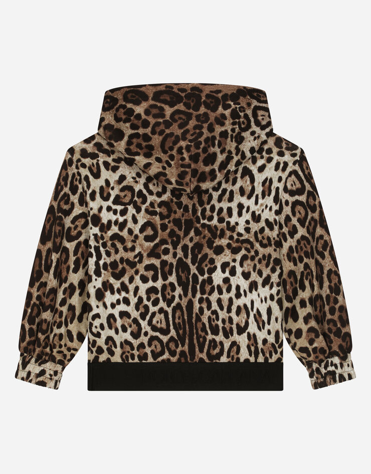Dolce & Gabbana Leopard-print jersey hoodie with branded elastic Animal Print L5JW8GG7H7X