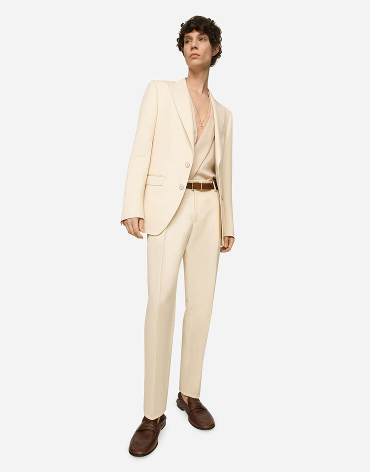 Dolce&Gabbana Single-breasted Taormina jacket in linen, cotton and silk White G2NW0TFUMJN