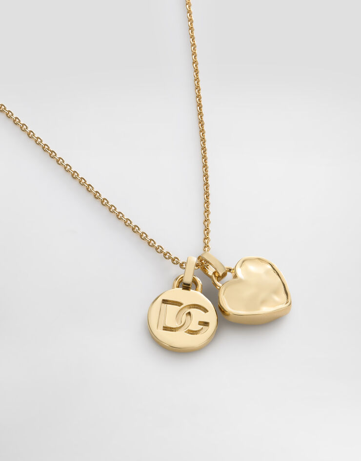 Dolce & Gabbana Necklace with heart charm and logo medal Gold WNR8S4W1111