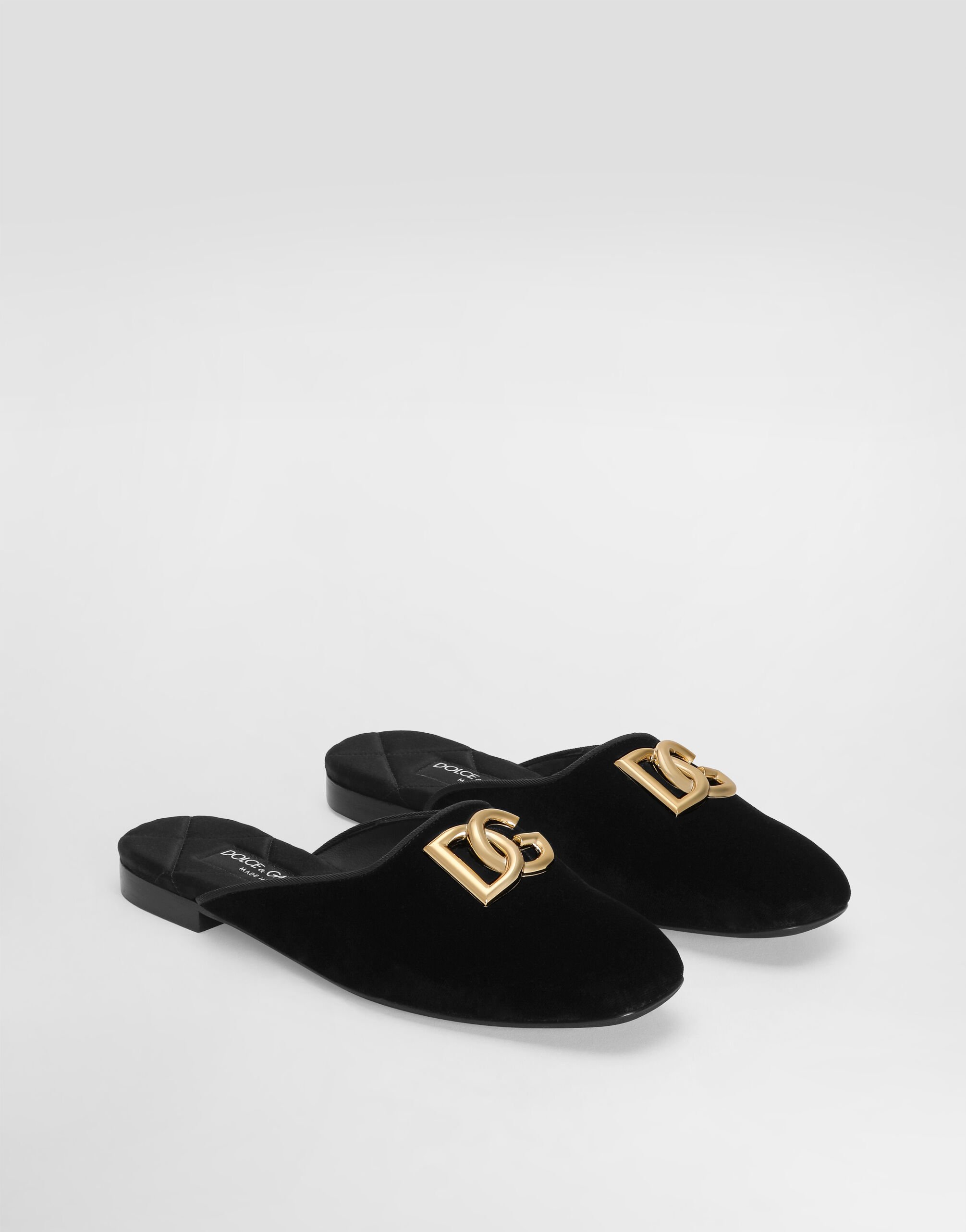 Velvet mules in Black for Women | Dolce&Gabbana®