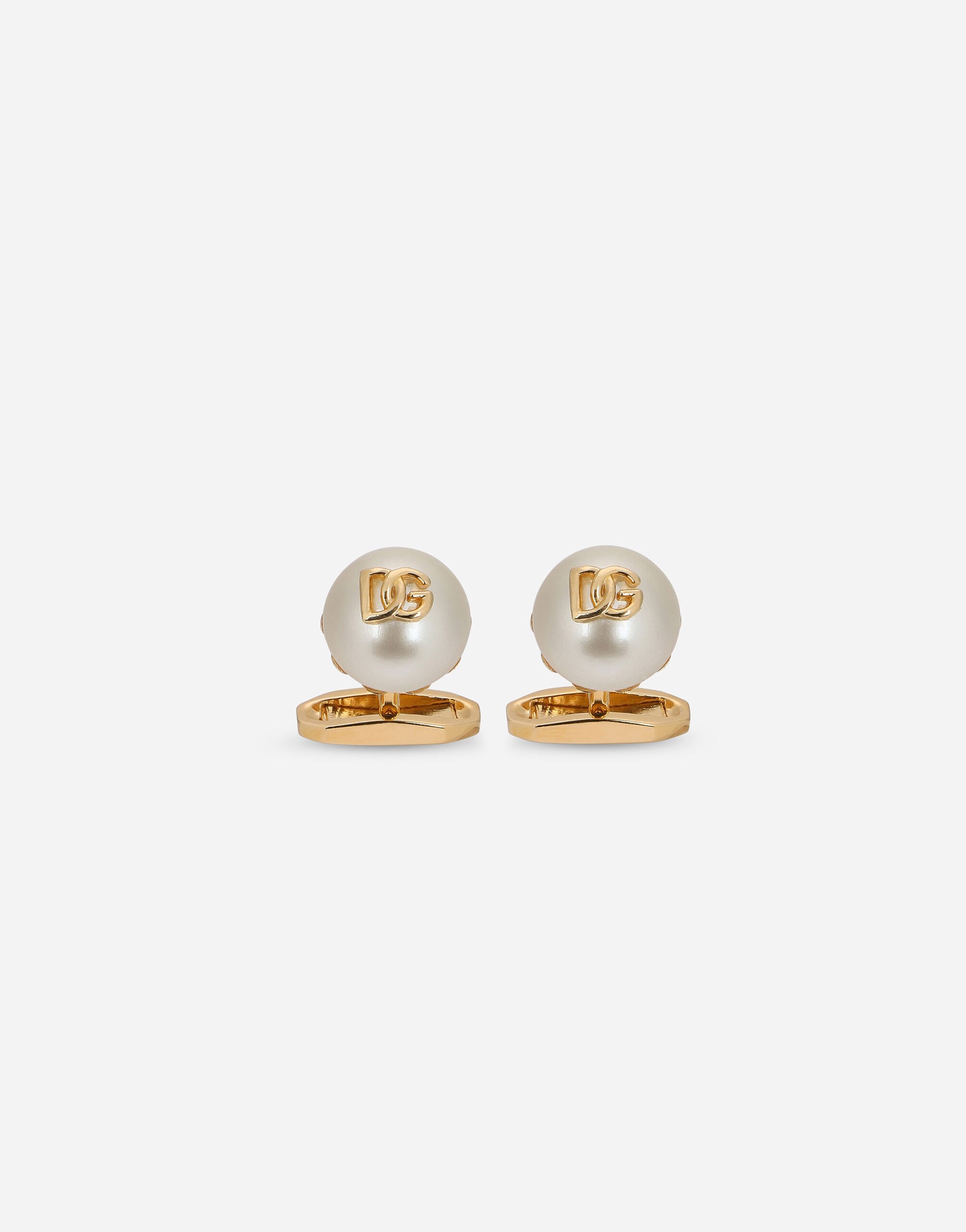 Dolce & Gabbana Cufflinks with pearl and DG logo Gold WPP1T1W1111