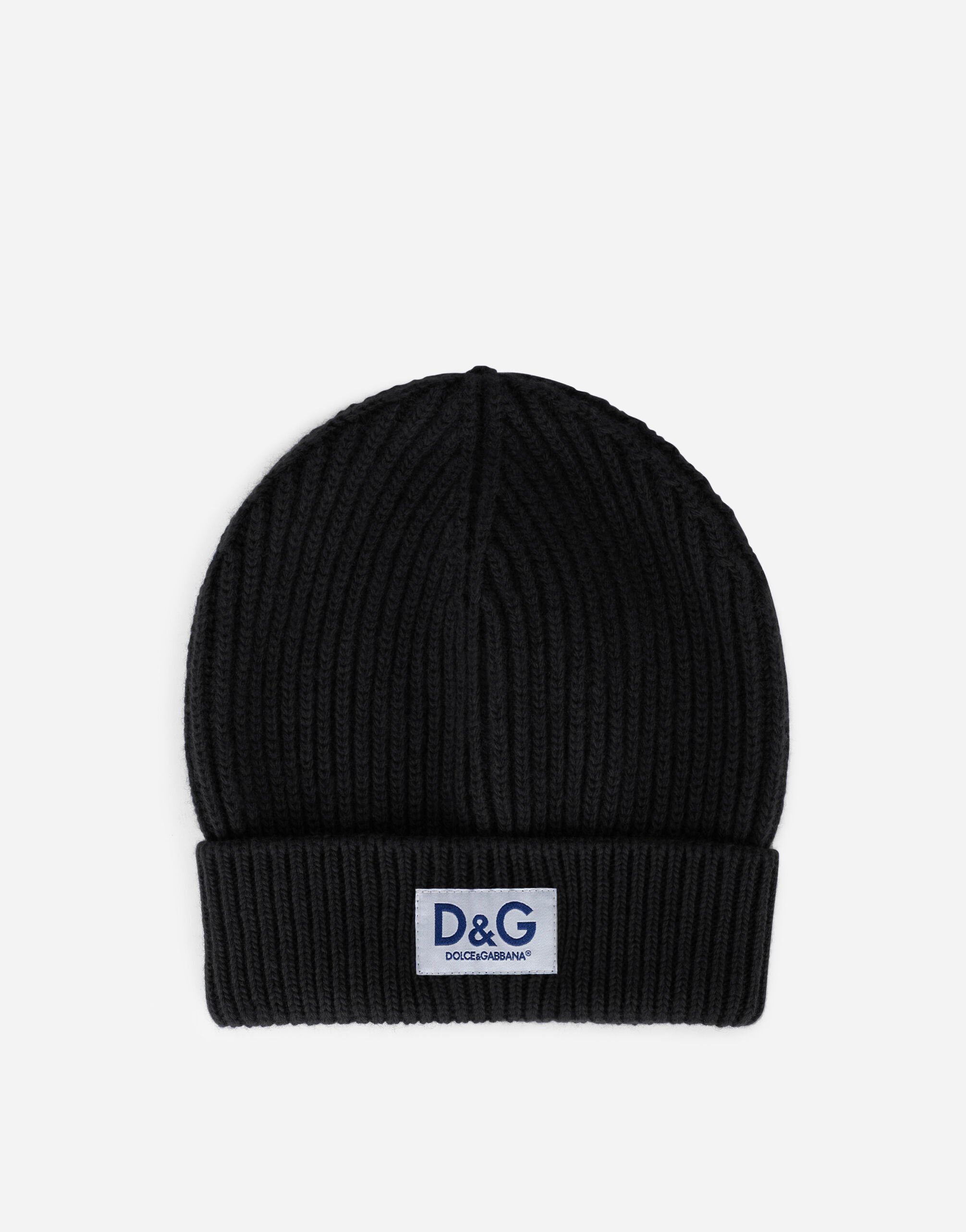 Dolce & Gabbana Knit wool hat with DG patch White GH587AG8IP4