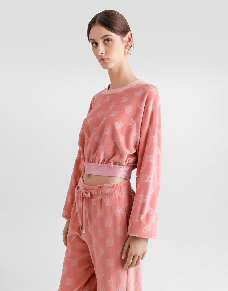 Dolce & Gabbana DG 徽标提花雪尼尔短款卫衣 粉红 F9R09TFJ7DL