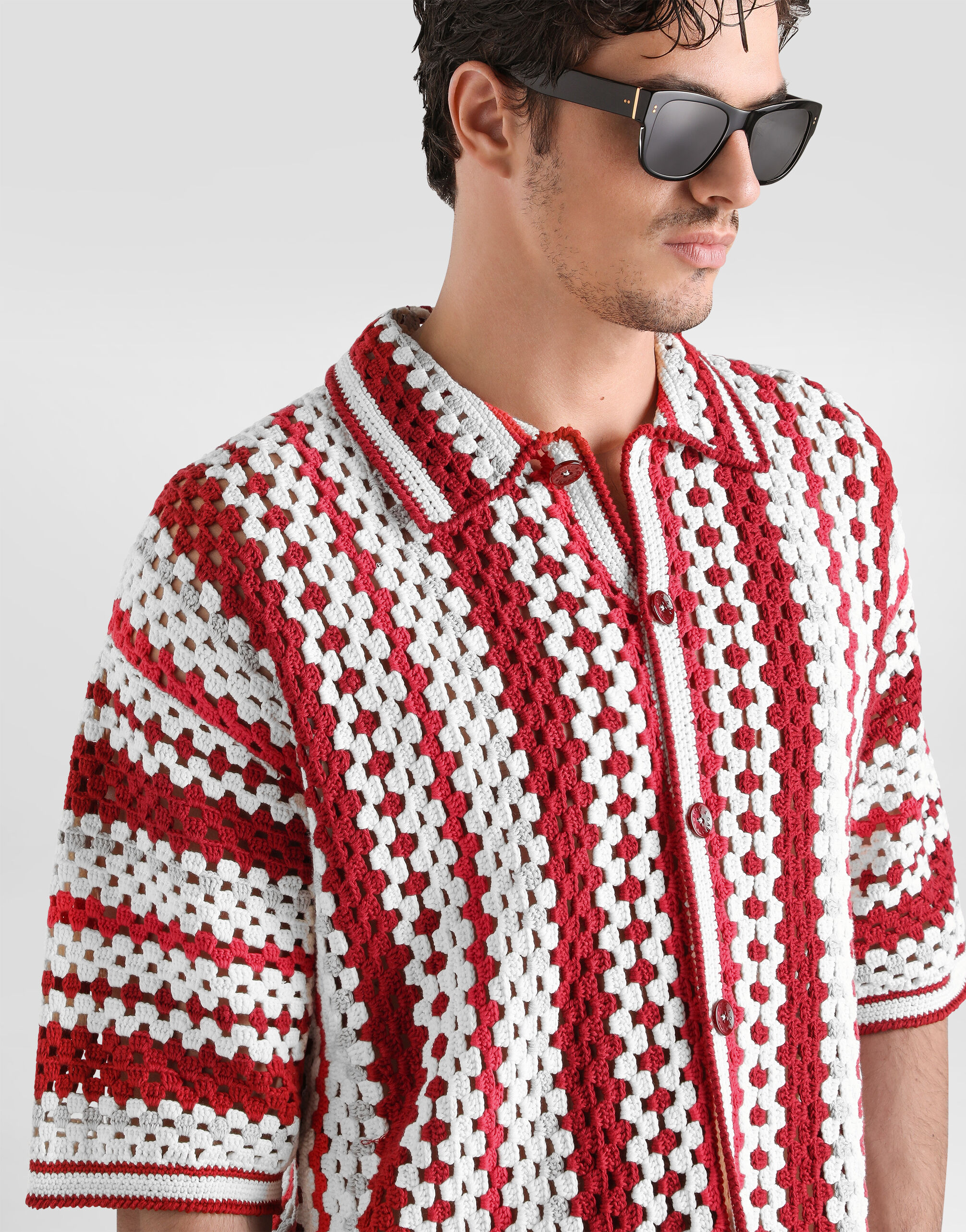 Crochet cotton cardigan in Multicolor for Men | Dolce&Gabbana® US