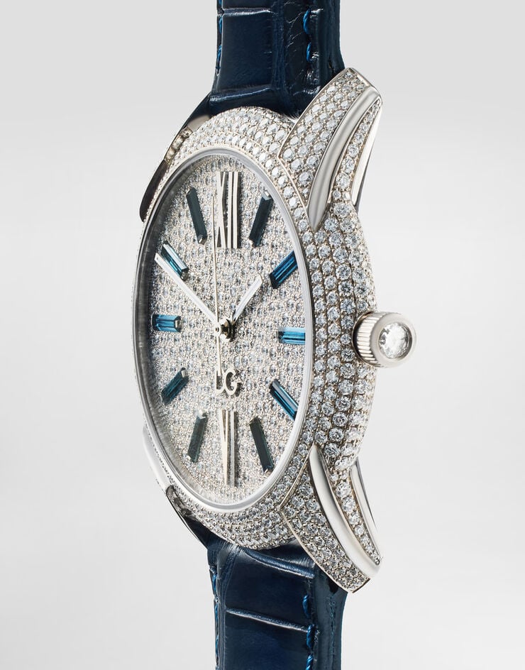 Dolce & Gabbana Montre Special Pieces en or blanc avec pavé de diamants Dolce & Gabbana Montre Special Pieces en or blanc avec pavé de diamants Bleu/Or Blanc WWJE1GXPI02