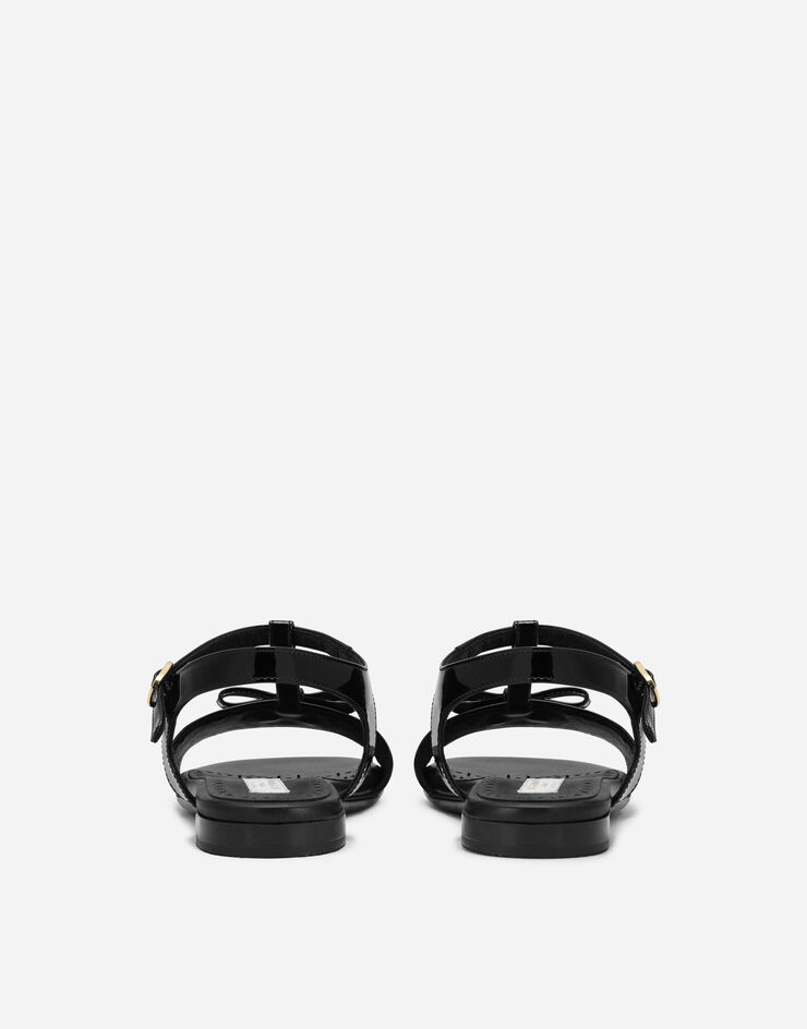 Dolce & Gabbana Patent leather sandals with metal DG logo Black D11155A1328