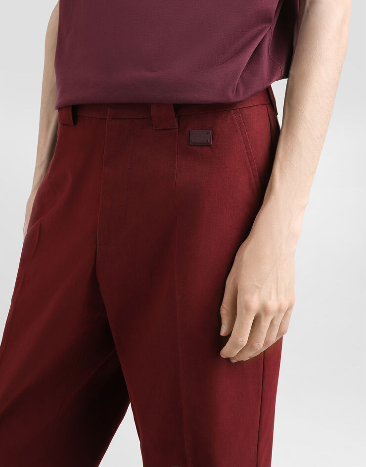 Dolce & Gabbana Tailored cotton pants Bordeaux GP0R4TFUFL3