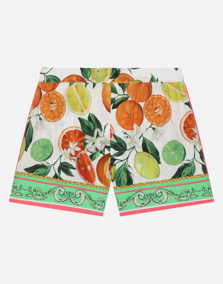 Dolce & Gabbana Pantalón corto de popelina con estampado de naranjas y limones Imprima L52Q33G7L9A