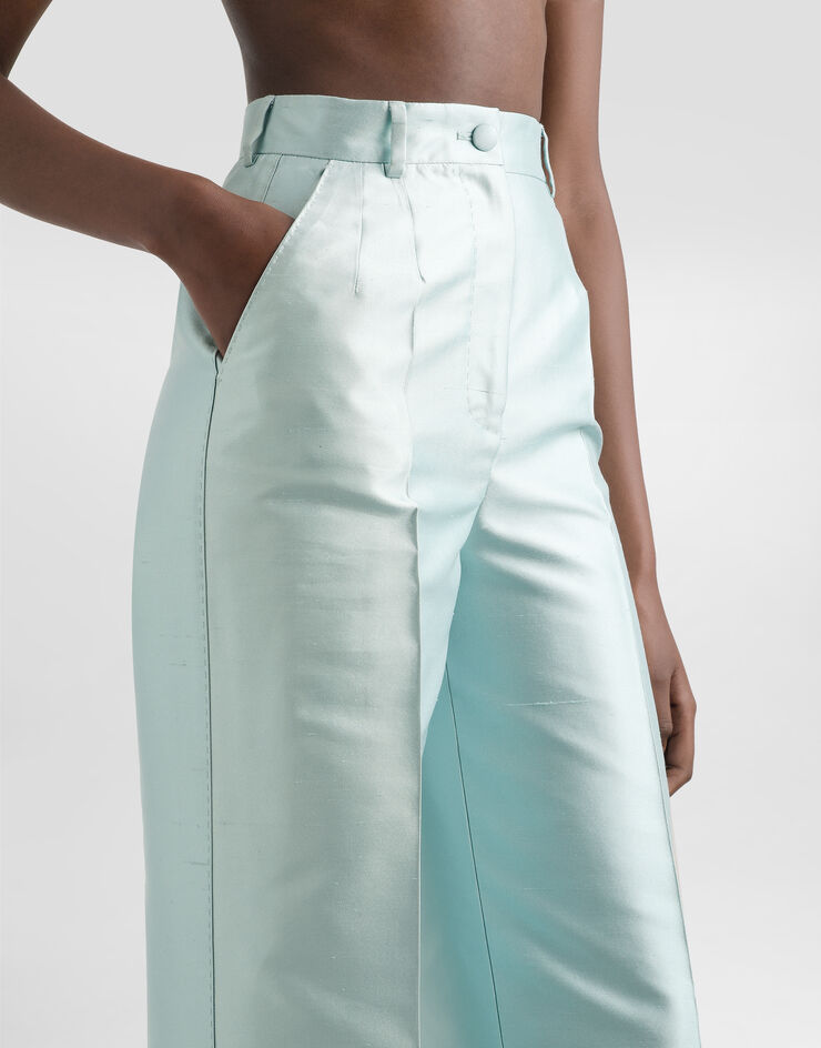 Dolce & Gabbana Shantung silk trousers Blue FTDDWTFU1JK