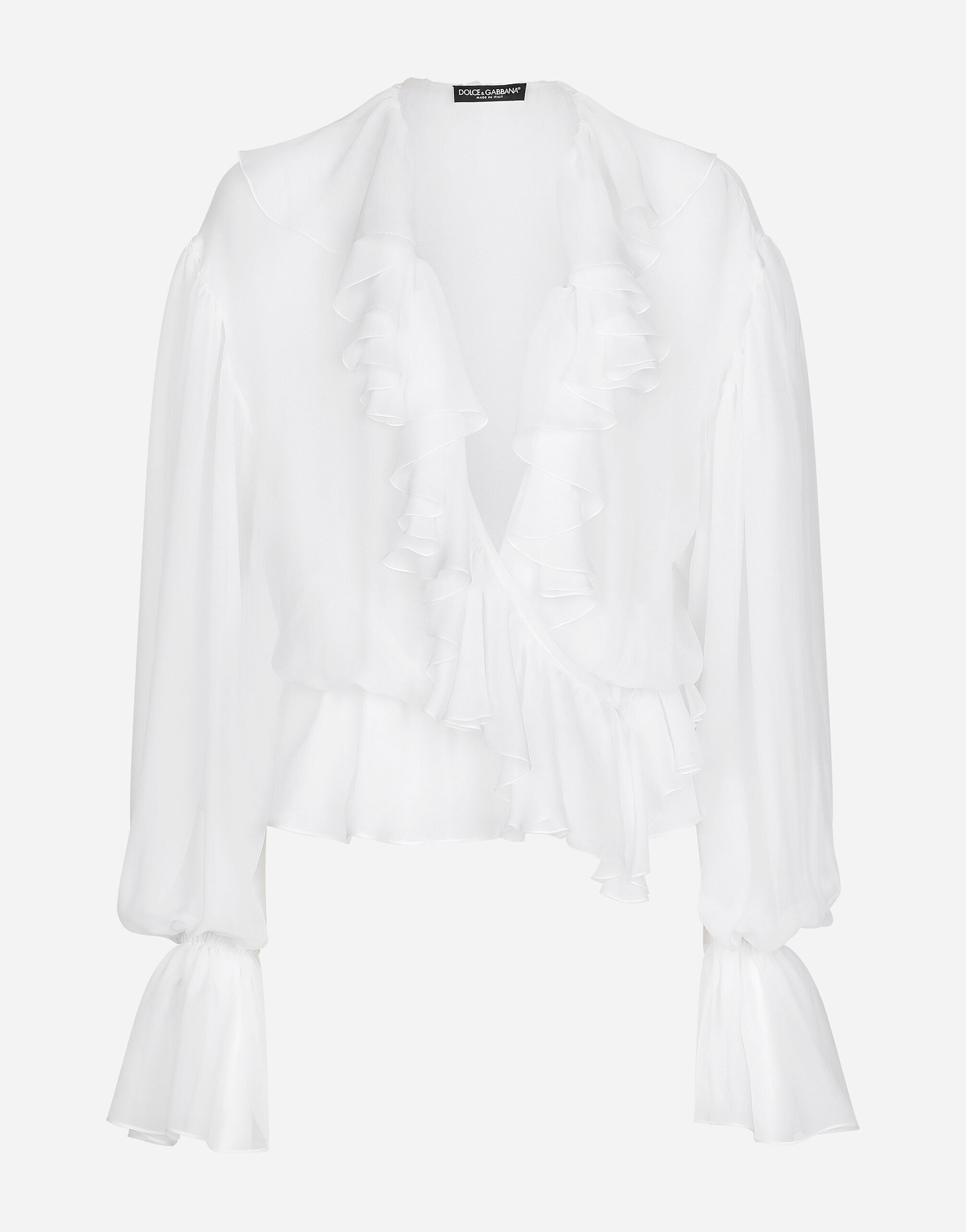Dolce & Gabbana Chiffon blouse with ruffles White F0D1QTFU600