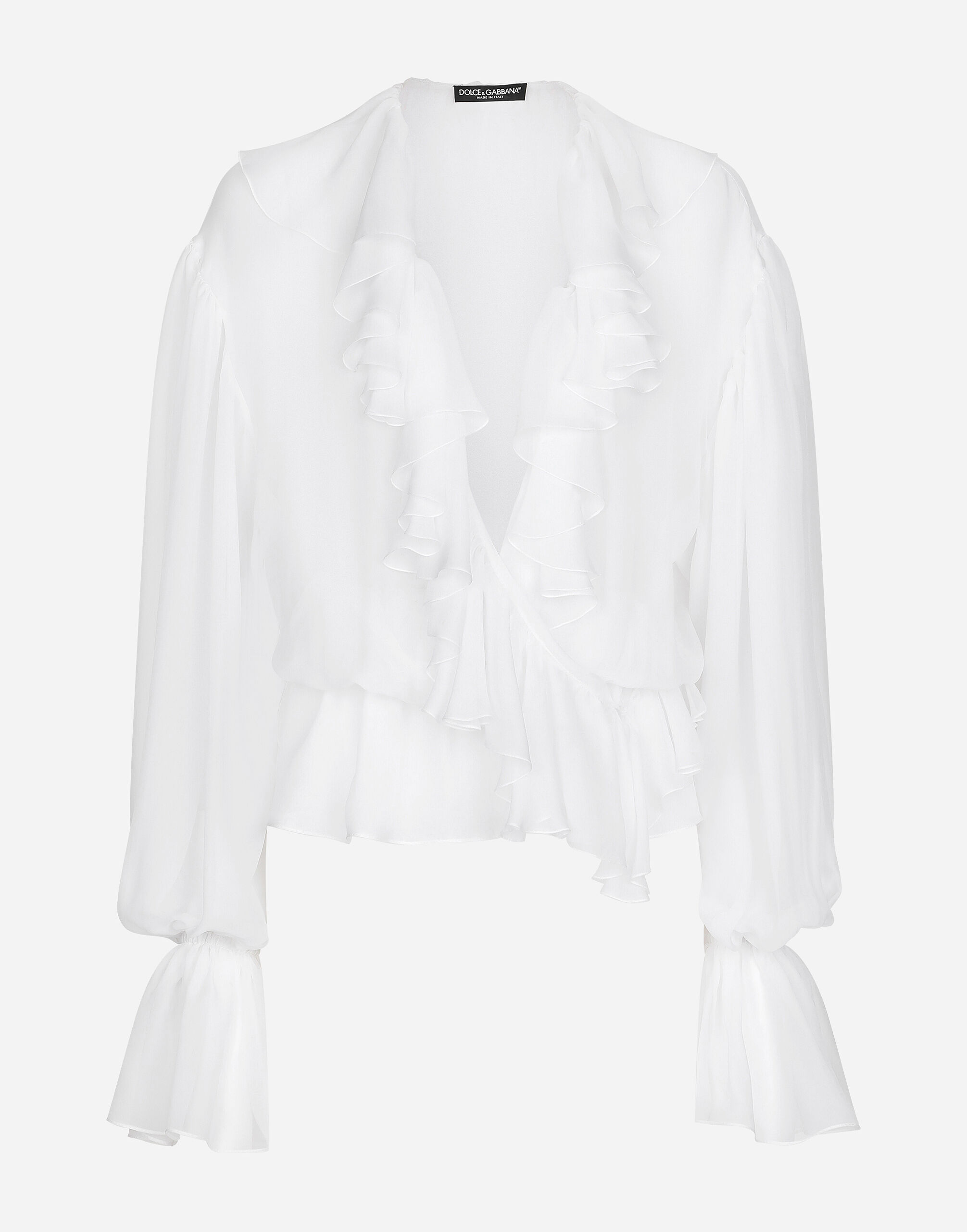 Dolce & Gabbana Chiffon blouse with ruffles Black F72X4TFLMSC