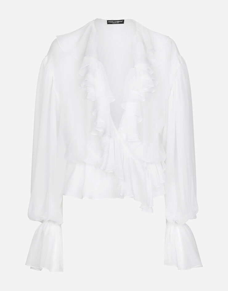 Dolce & Gabbana Blouse volantée en mousseline Blanc F79FGTFU1AT