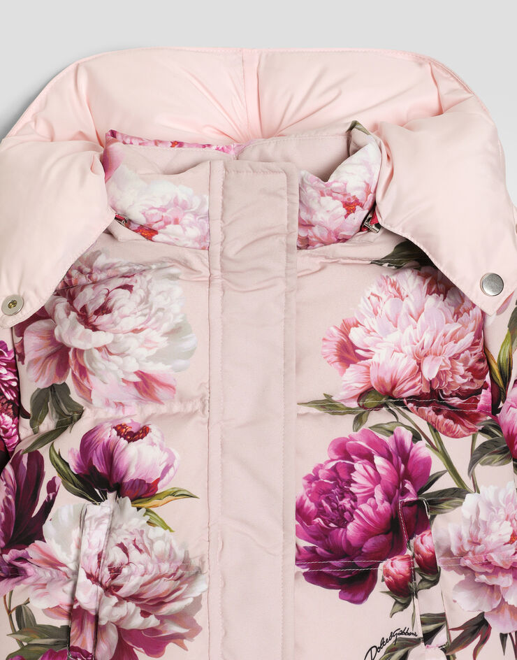 Dolce & Gabbana Puffer jacket in peony-print nylon Multicolor L2JBS6G7QYY