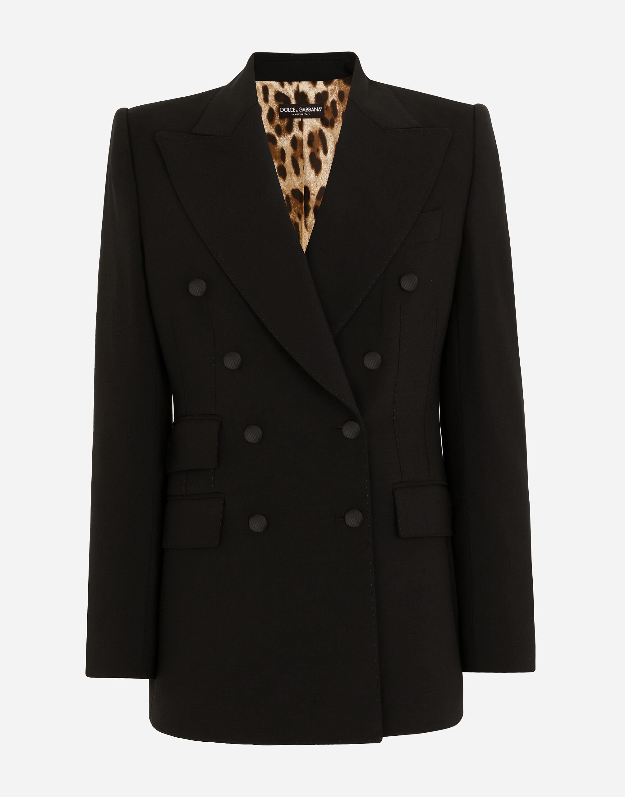 Dolce & Gabbana Double-breasted virgin wool jacket Black F29XTTFUWD6