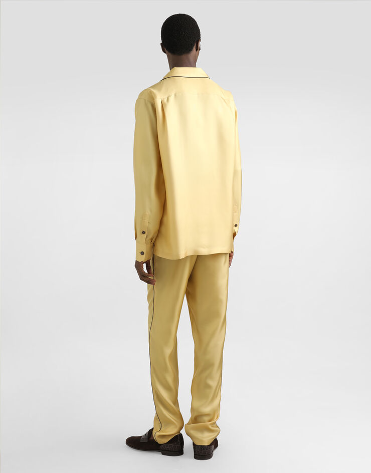 Dolce & Gabbana Silk twill vanity shirt Yellow G5IF1ZFU10S